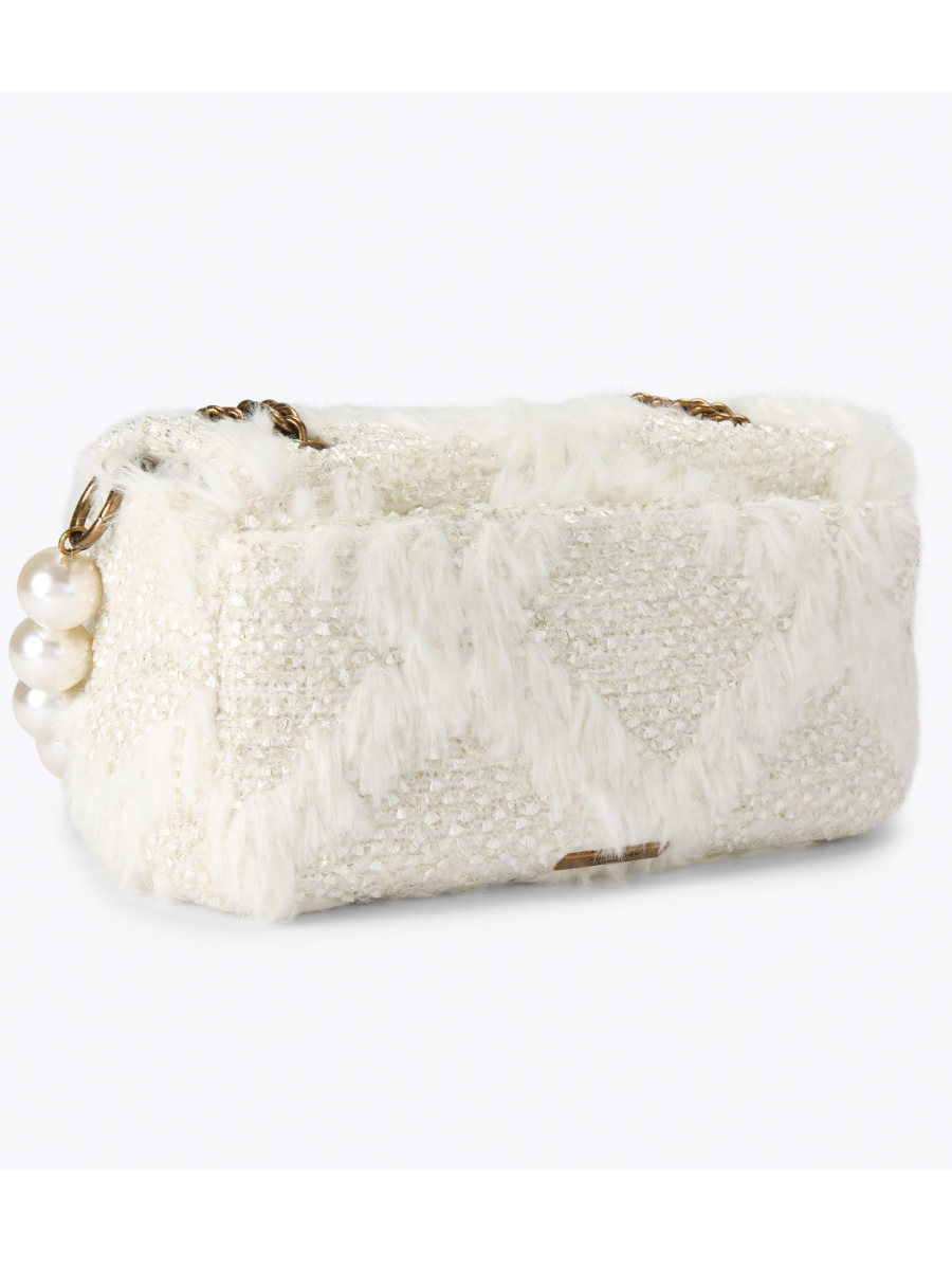 Faux Fur Metallic Wool Pearl Bag