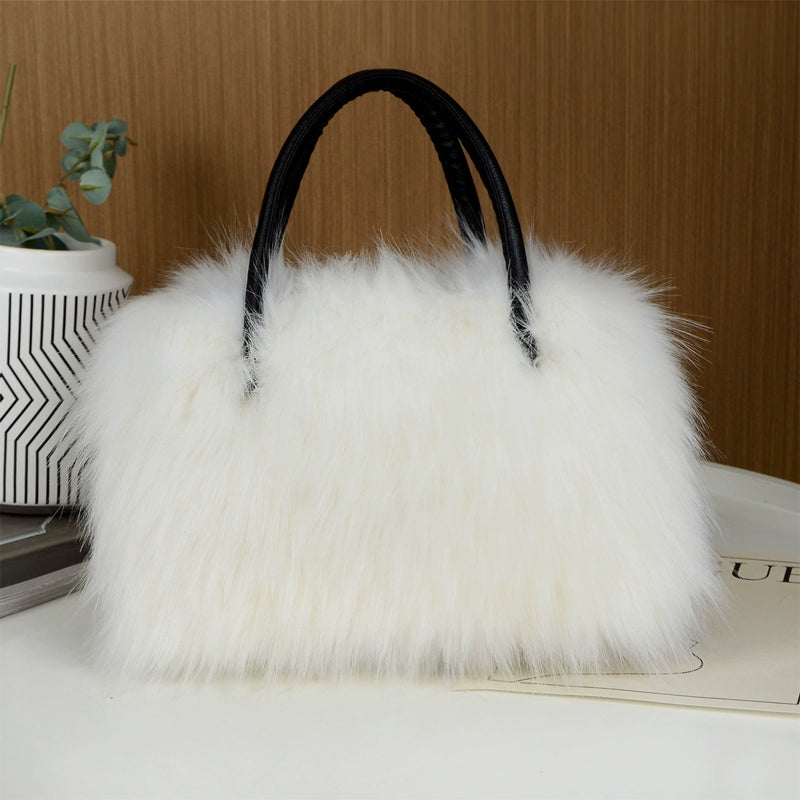 Faux Fur Tote Bag Fluffy Satchel Handbags