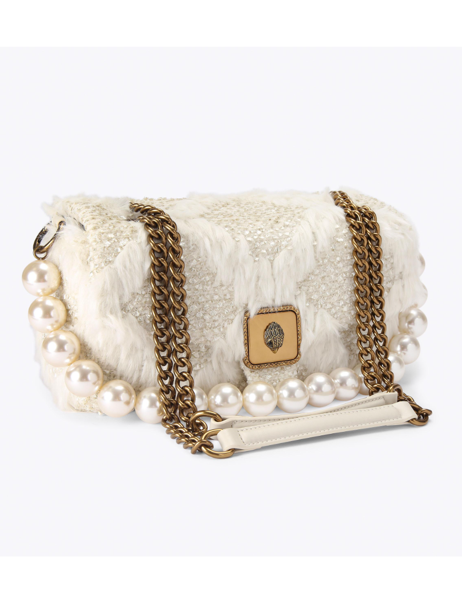 Faux Fur Metallic Wool Pearl Bag