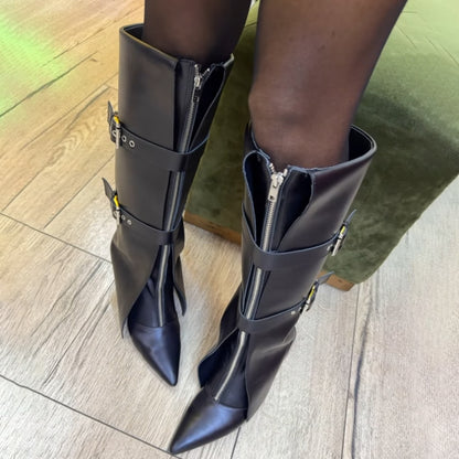 Fashion Point-Toe Buckle Boots