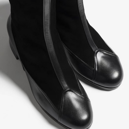 Spliced Colored Round-Head Mid-Boots