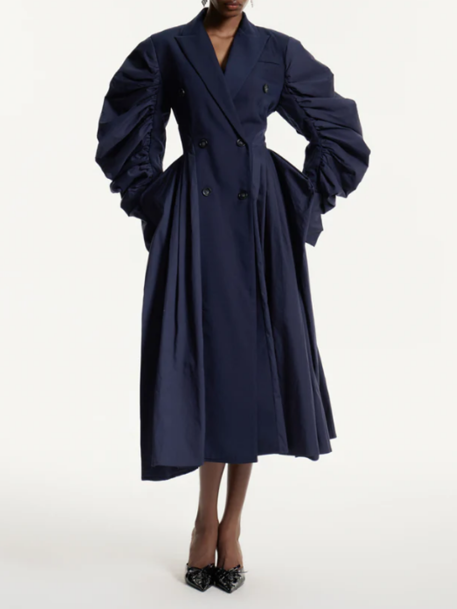 Stitching And Laminated Detail Coat