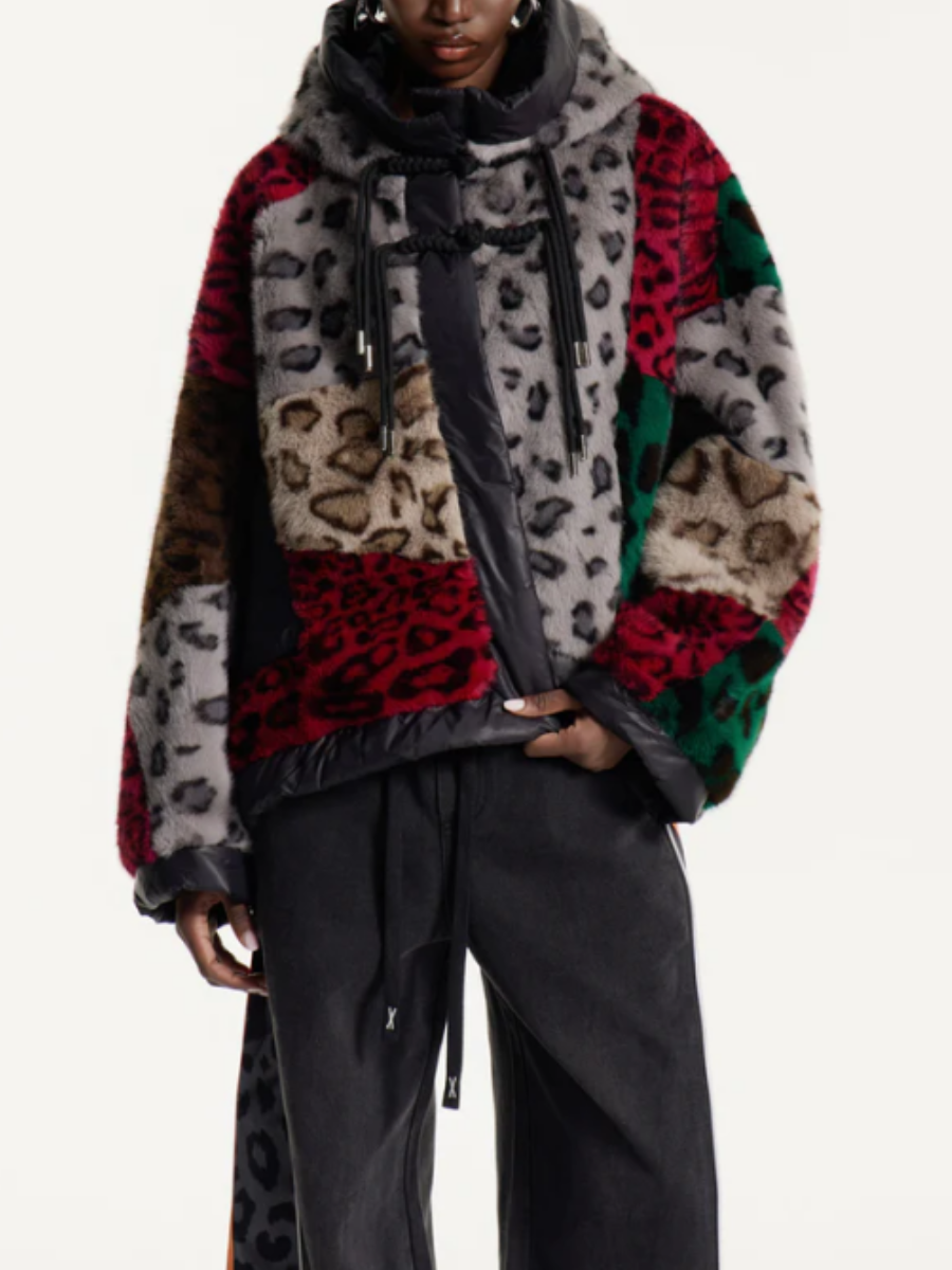 Faux Fur Leopard Hooded Jacket
