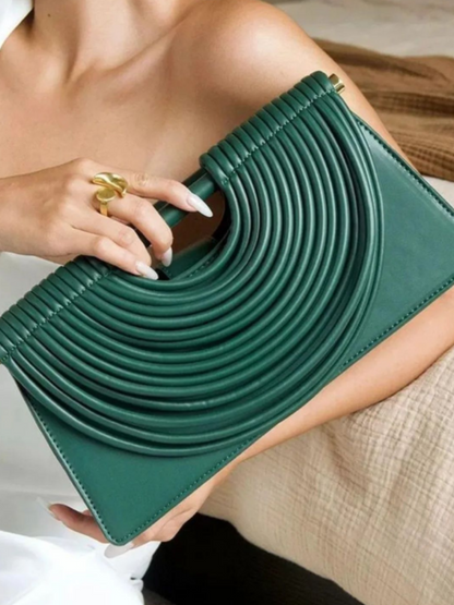 Curved Striped Handle PU Leather Bag