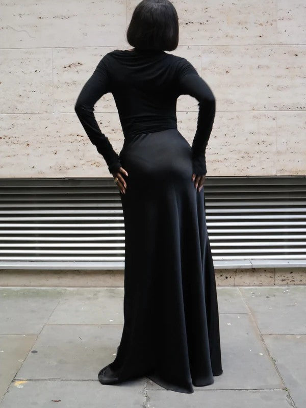 Autumn Bias Cut Satin Maxi Skirt