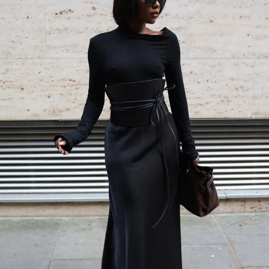 Autumn Bias Cut Satin Maxi Skirt （Top）