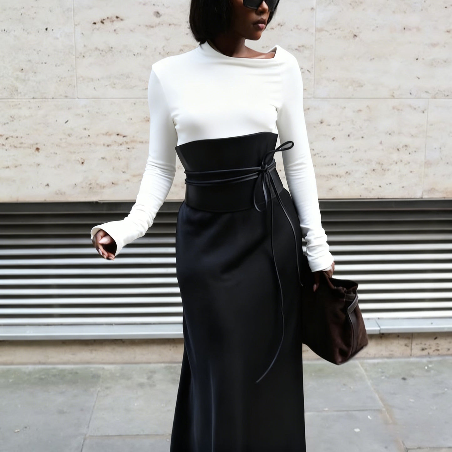 Autumn Bias Cut Satin Maxi Skirt （Top）