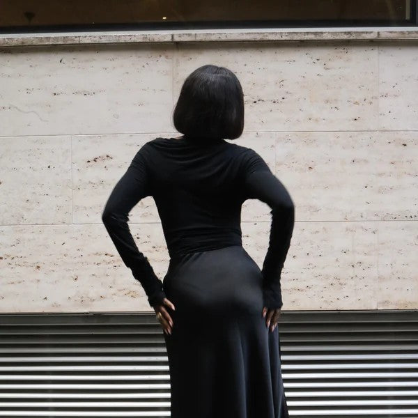 Autumn Bias Cut Satin Maxi Skirt （Top）