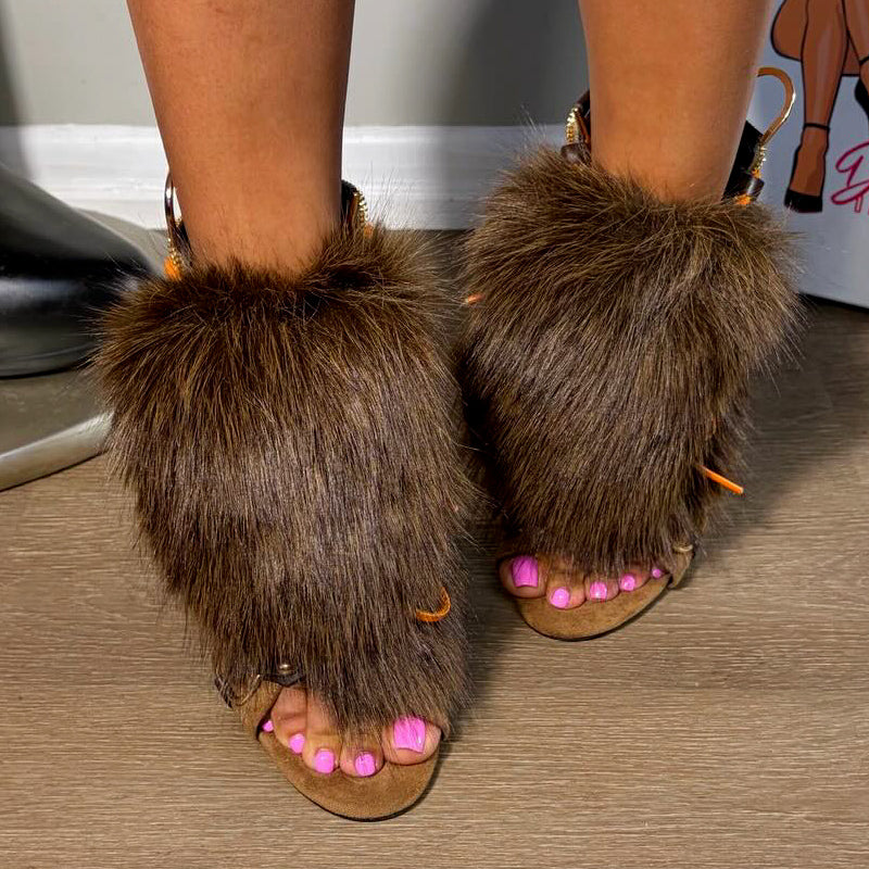 Fur High-Heel Shoes