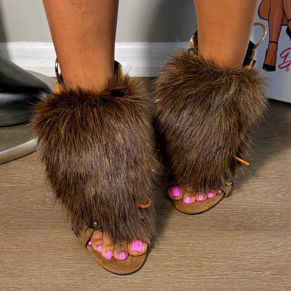 Fur High-Heel Shoes