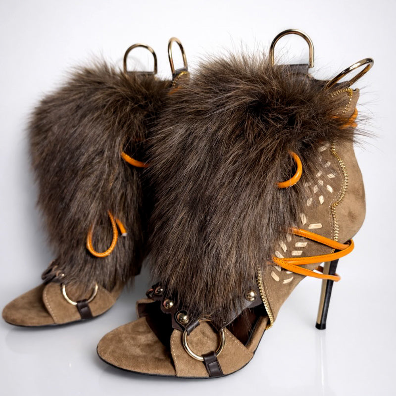 Fur High-Heel Shoes