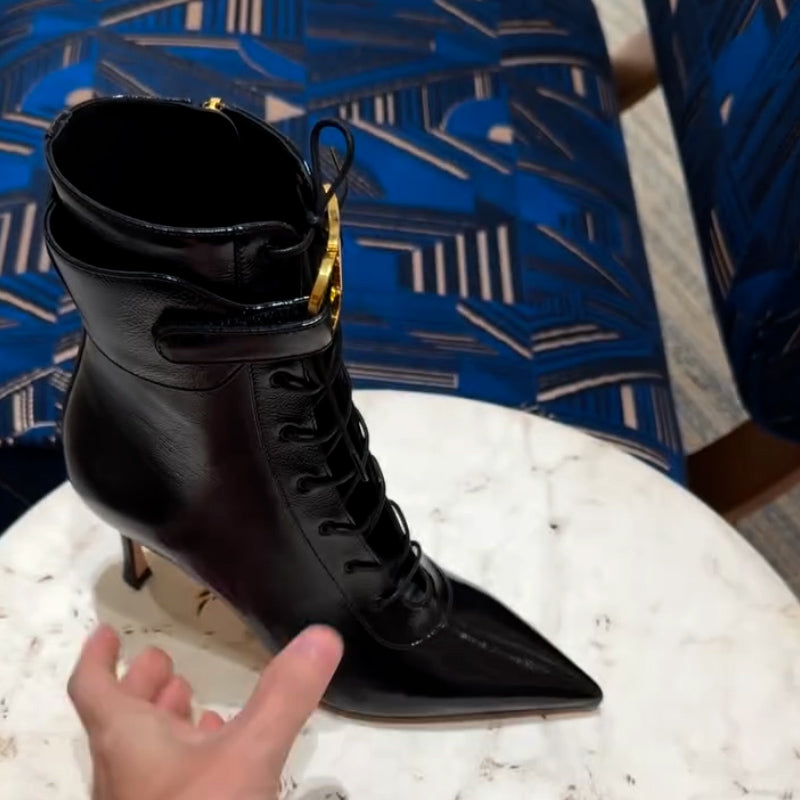 Black Leather Ankle Boots