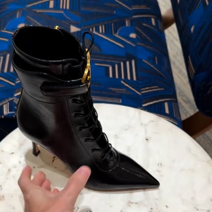 Black Leather Ankle Boots