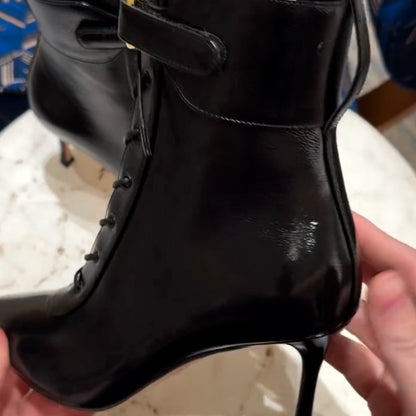 Black Leather Ankle Boots