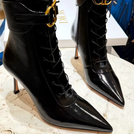Black Leather Ankle Boots