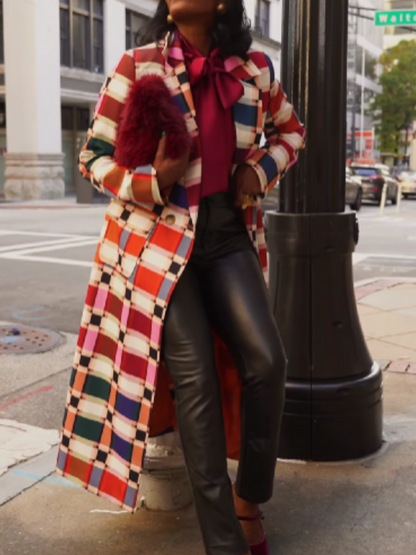 Multicolor Check Long Coat