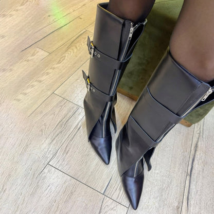 Fashion Point-Toe Buckle Boots