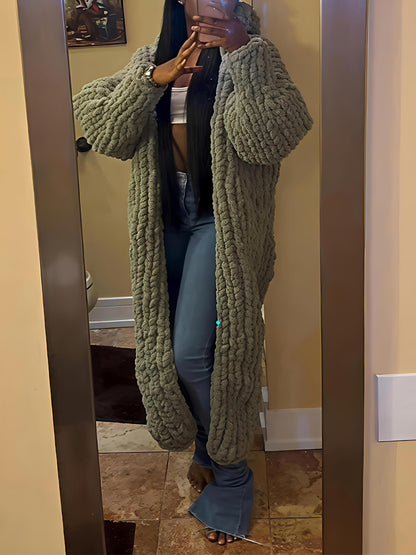 Hooded Collar Woolen Knit Cardigan