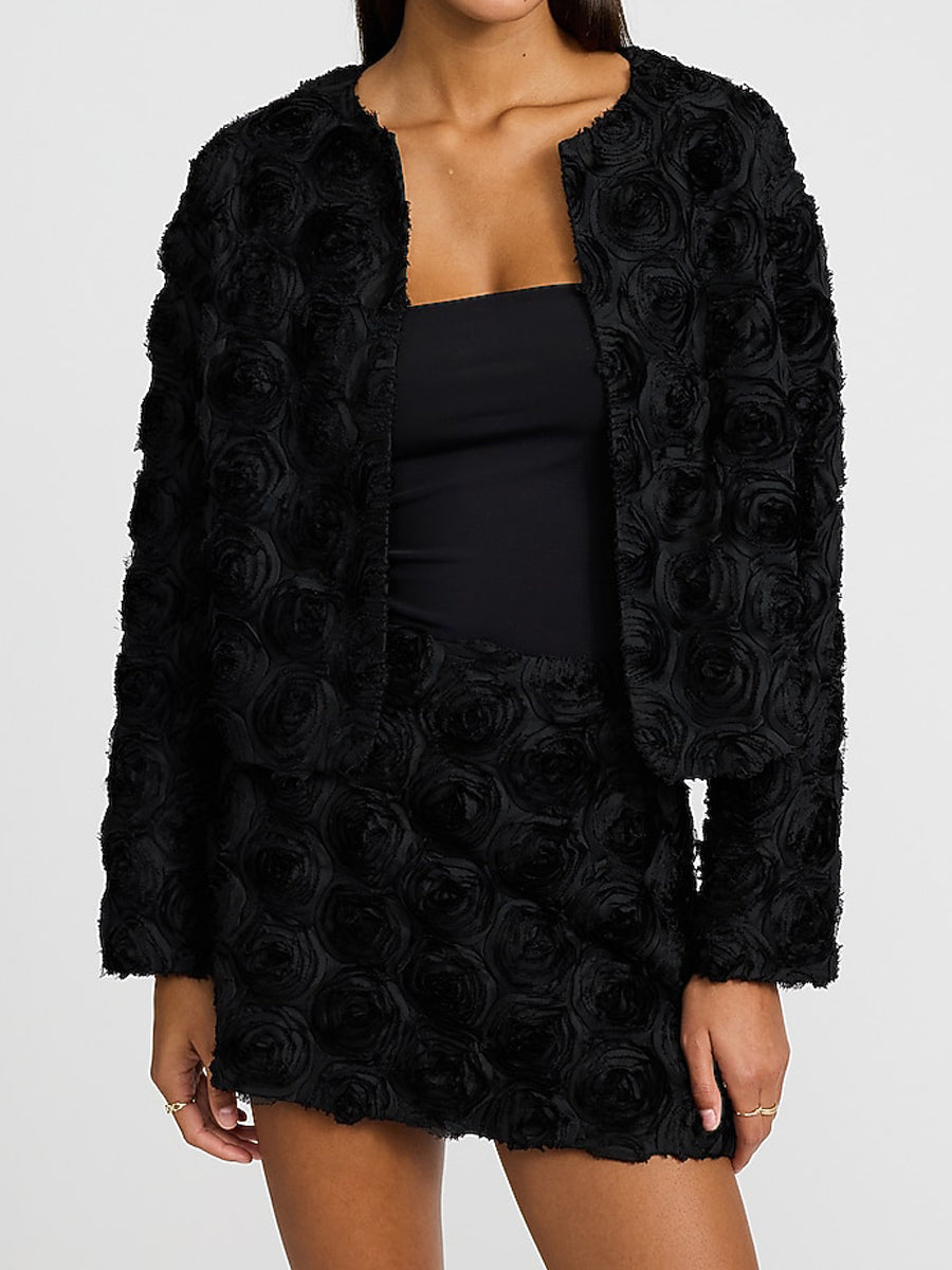 Textured Rosette Design Two Pieces Dress