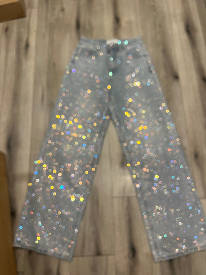 Diamond Wide Leg Sparkle Covered Jeans