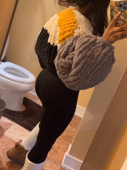 Knitted Cropped Cardigan (No Hood)