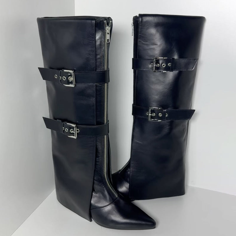 Fashion Point-Toe Buckle Boots