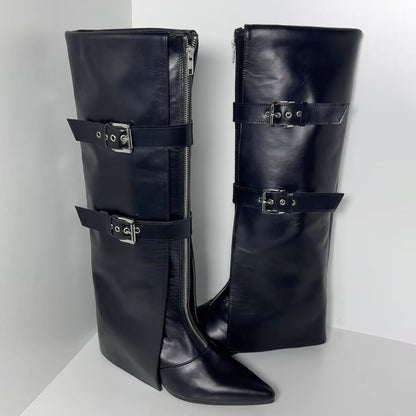 Fashion Point-Toe Buckle Boots