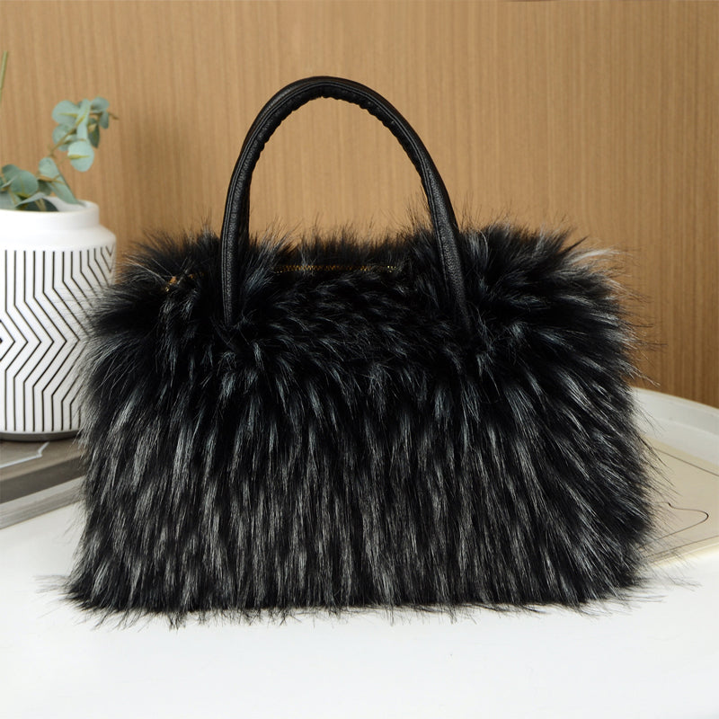 Faux Fur Tote Bag Fluffy Satchel Handbags