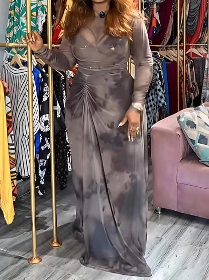 Printed Hollowed Out Two Pieces Dress