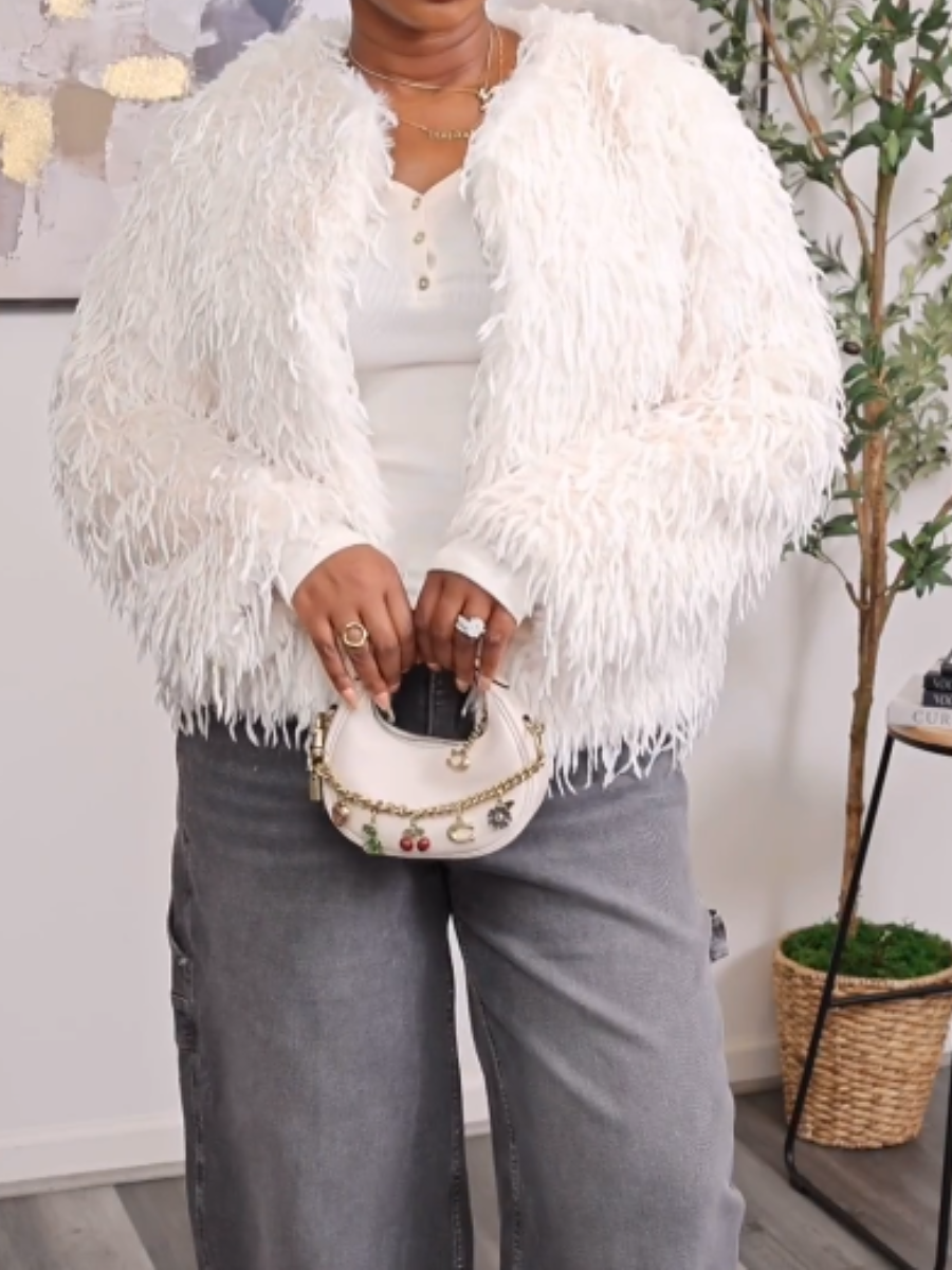 Faux Fur Fringed Coat