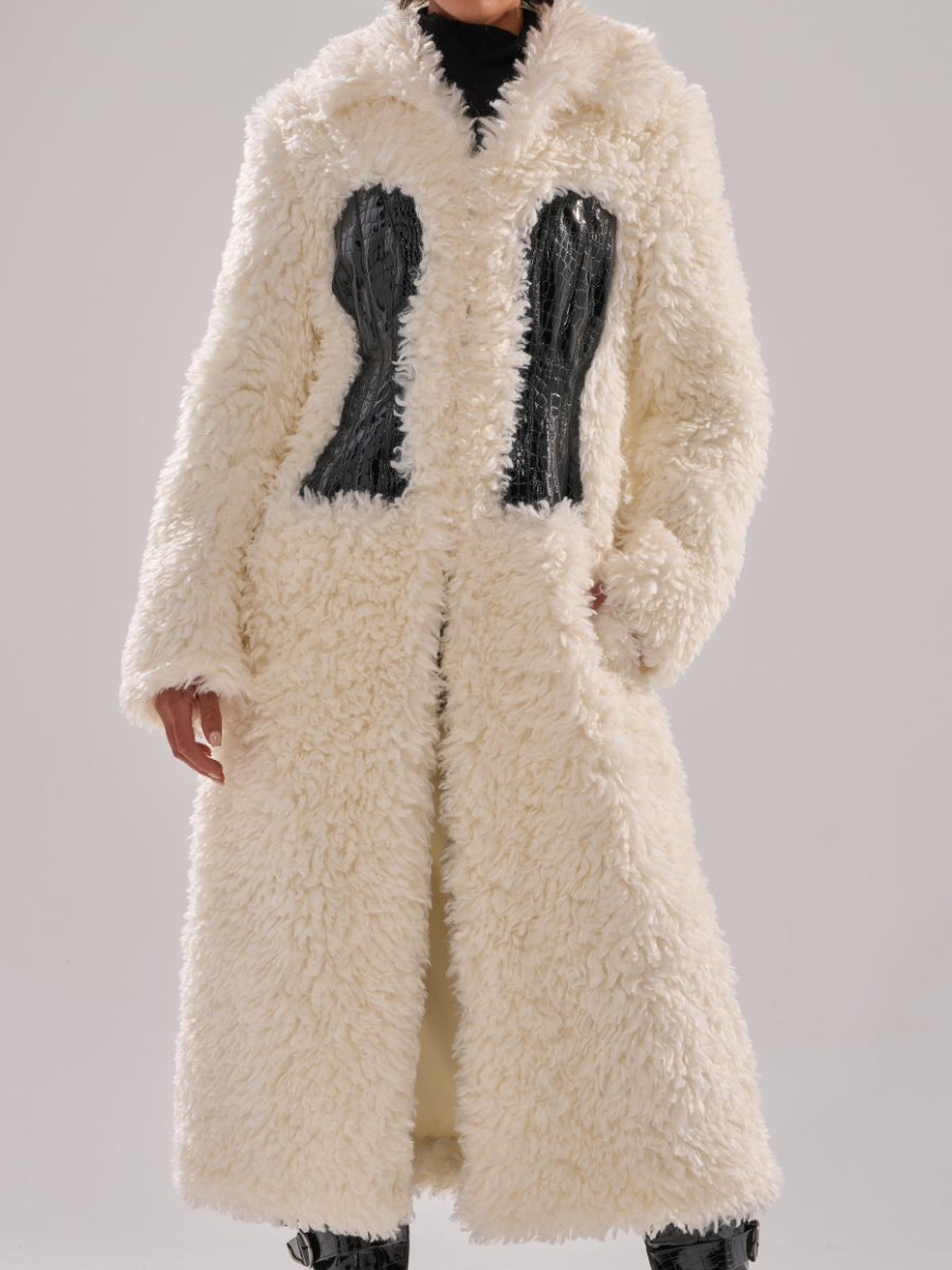 Faux Fur Tunic Patchwork Coat