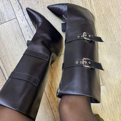 Fashion Point-Toe Buckle Boots