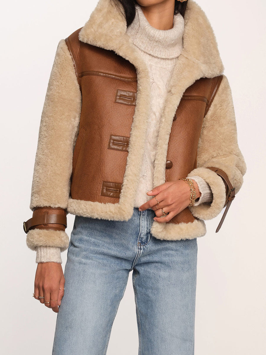 Vintage Faux Leather Oversized Stand Collar Jacket