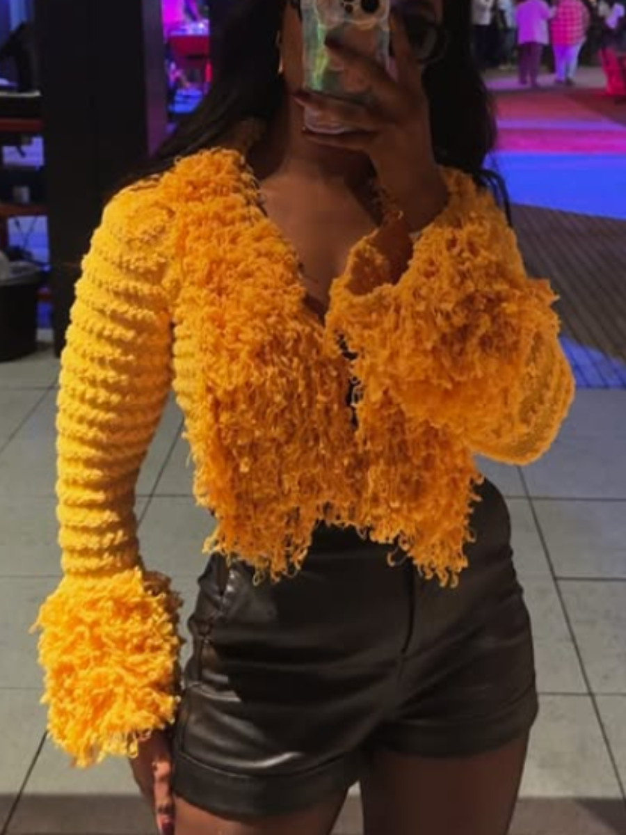 Fluffy Lassel Knit Coat