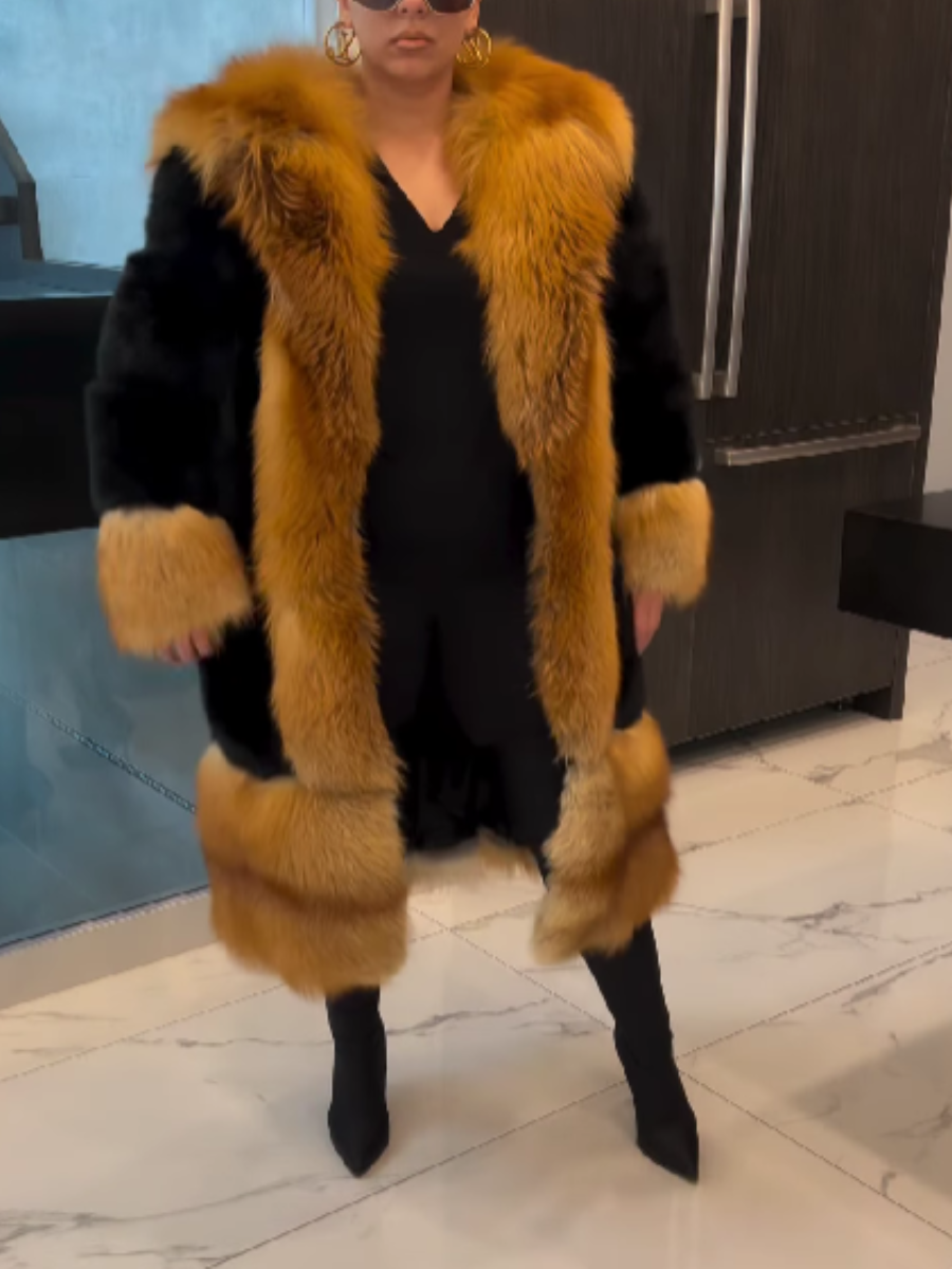 Faux Fur Detachable Sleeve Coat