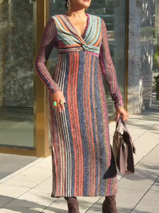 Sequined Striped Dress