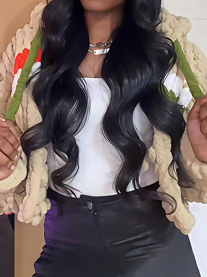 Fashion Hooded Knitted Cropped Cardigan