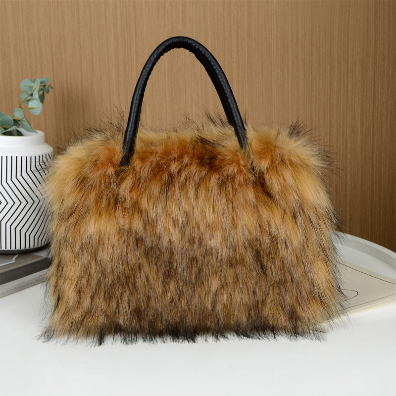 Faux Fur Tote Bag Fluffy Satchel Handbags