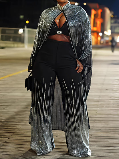 Sequined Sparkle Shine Blouse & Rhinestones Pants
