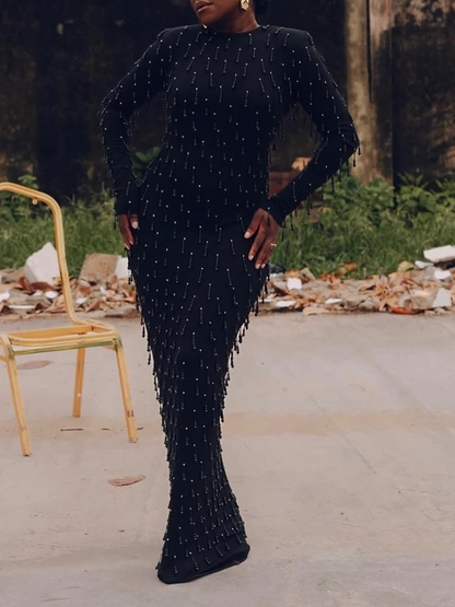 (⏰Last Day Promotion $10 OFF)-Slim-Fit Dress With Beaded Pendant