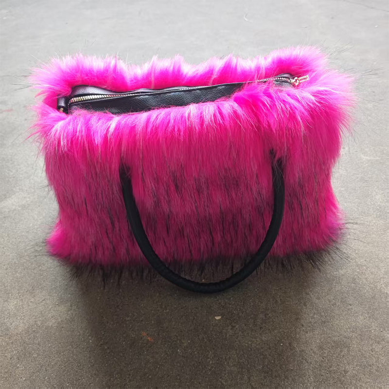 Faux Fur Tote Bag Fluffy Satchel Handbags