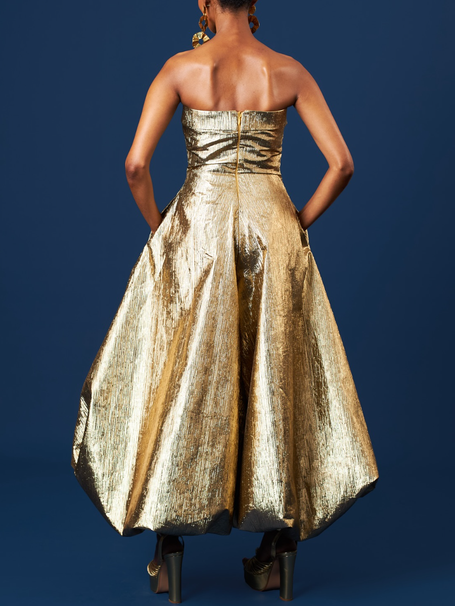 Brocade Strapless Jumpsuit