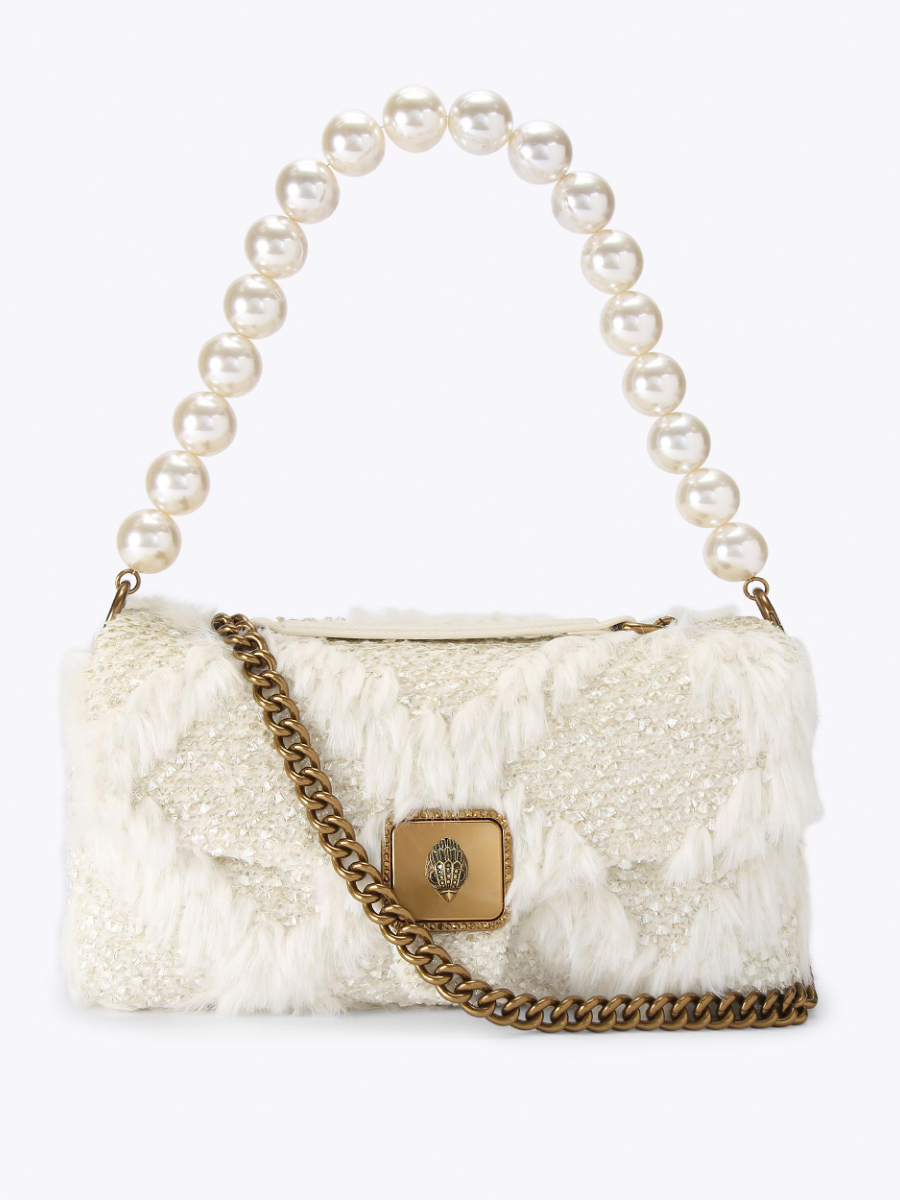 Faux Fur Metallic Wool Pearl Bag