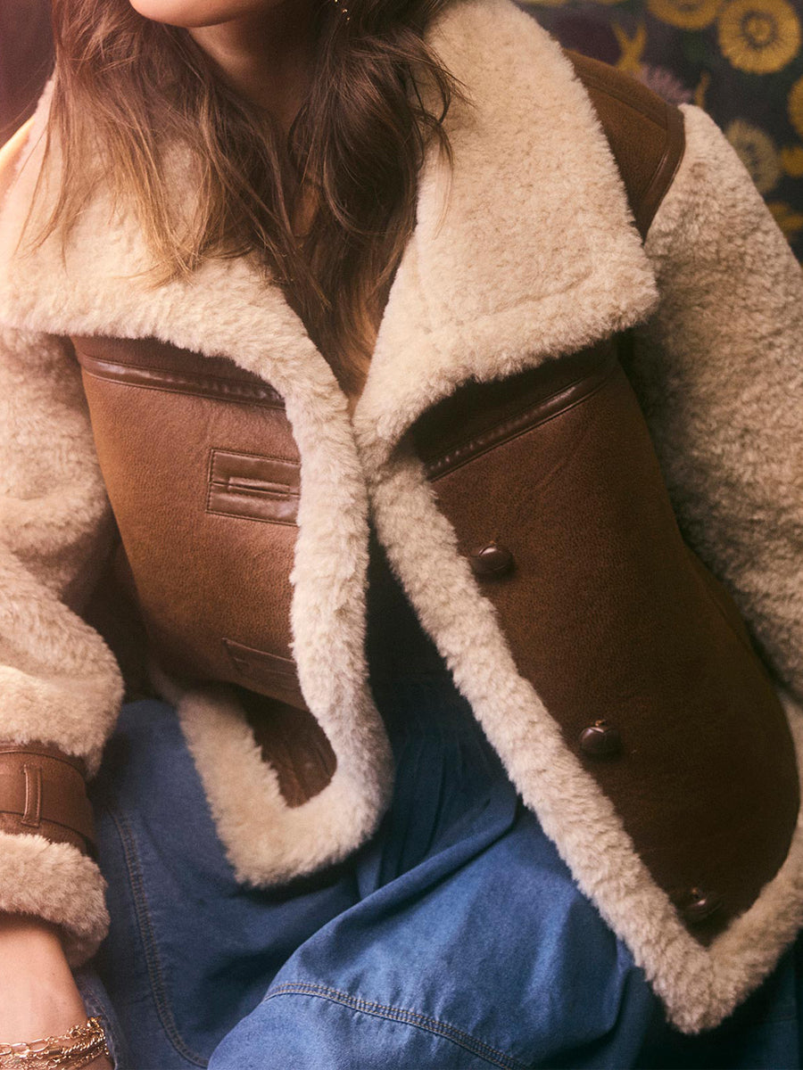 Vintage Faux Leather Oversized Stand Collar Jacket