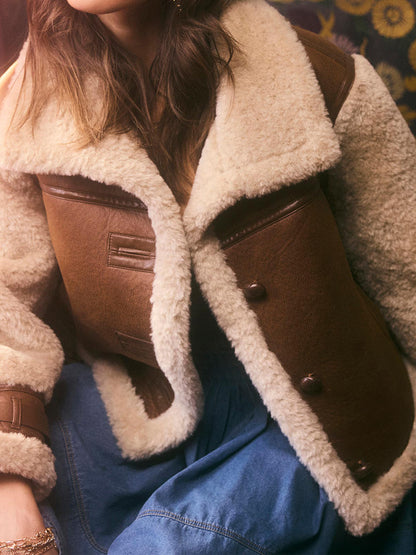 Vintage Faux Leather Oversized Stand Collar Jacket