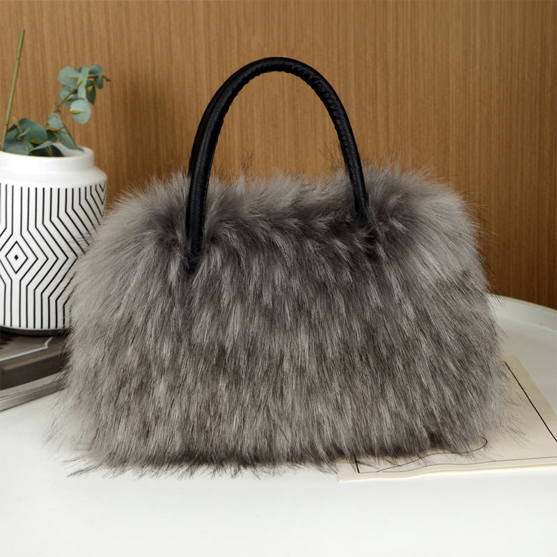 Faux Fur Tote Bag Fluffy Satchel Handbags