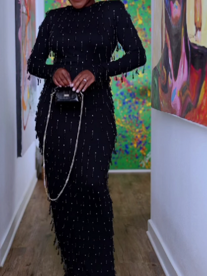 (⏰Last Day Promotion $10 OFF)-Slim-Fit Dress With Beaded Pendant