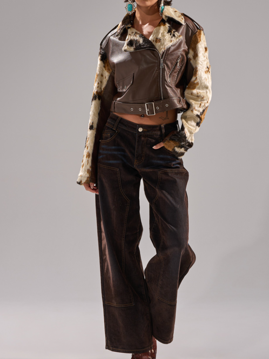 Faux Leather Short Biker Jacket