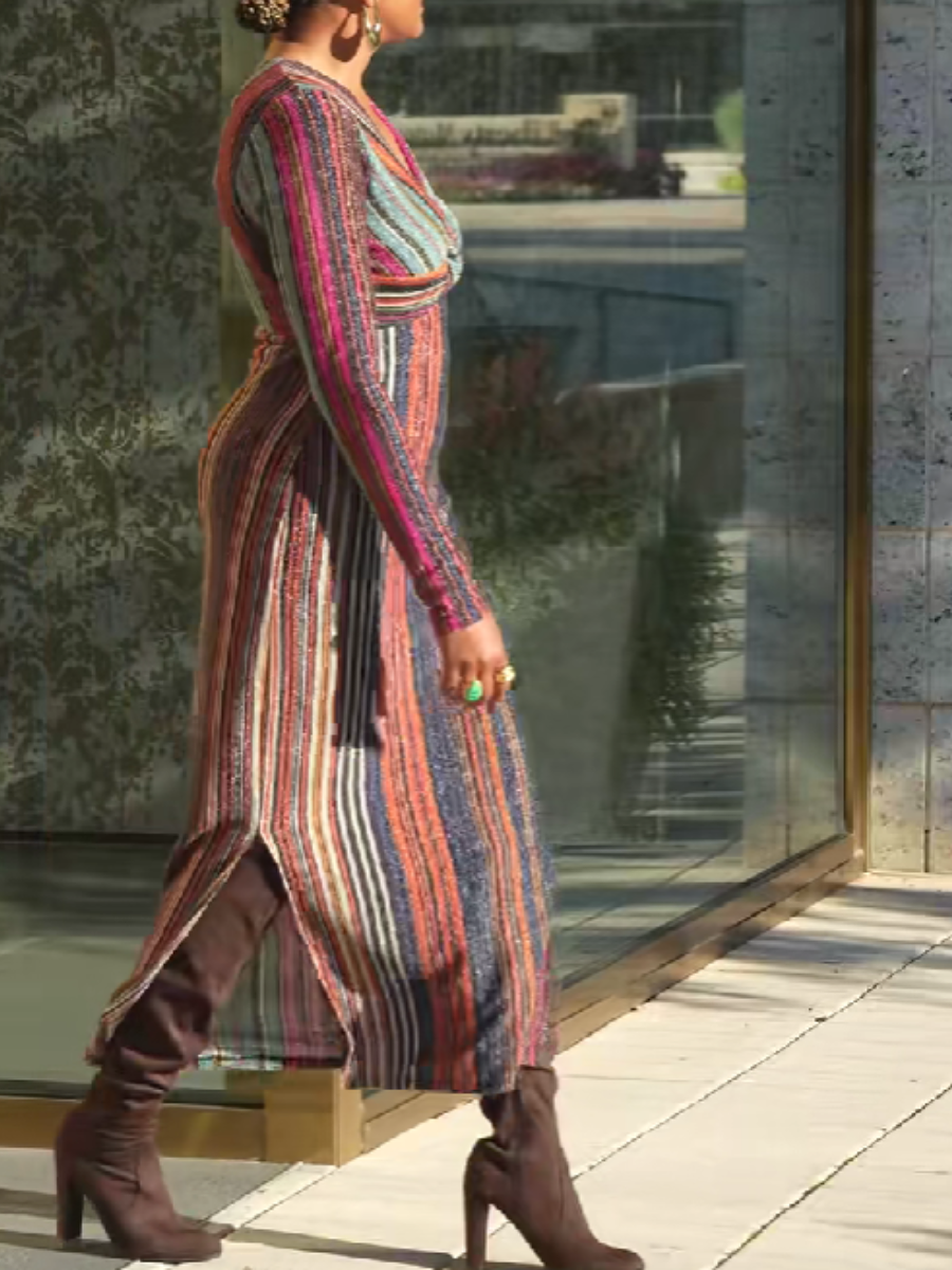 Sequined Striped Dress