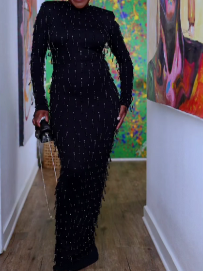 (⏰Last Day Promotion $10 OFF)-Slim-Fit Dress With Beaded Pendant